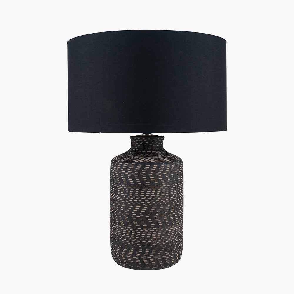 Atouk Textured Black Stoneware Table Lamp - Base Only